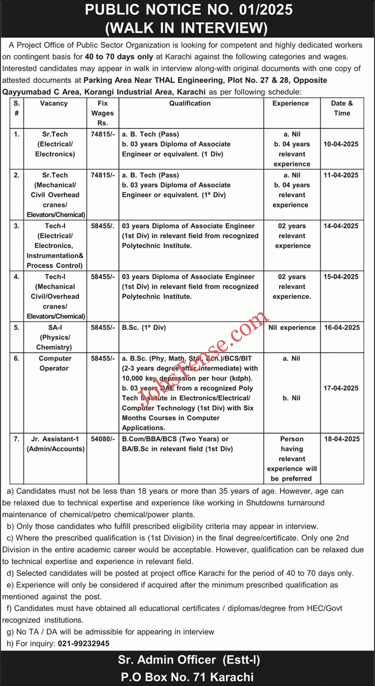 PO Box 71 Karachi Jobs 2025 