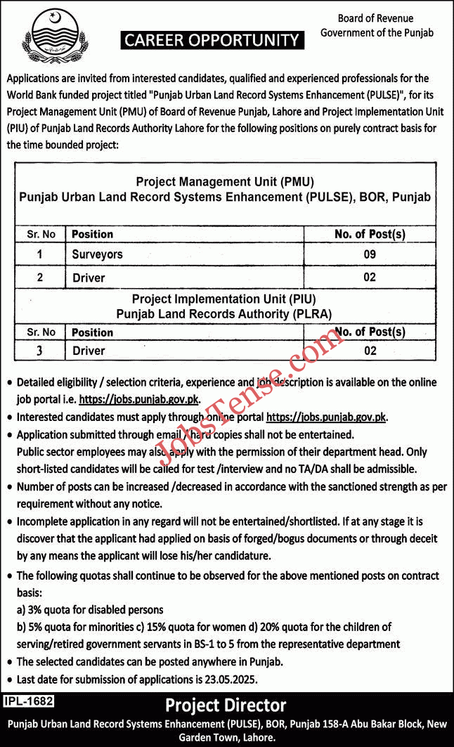 Board of Revenue Punjab Jobs 2025